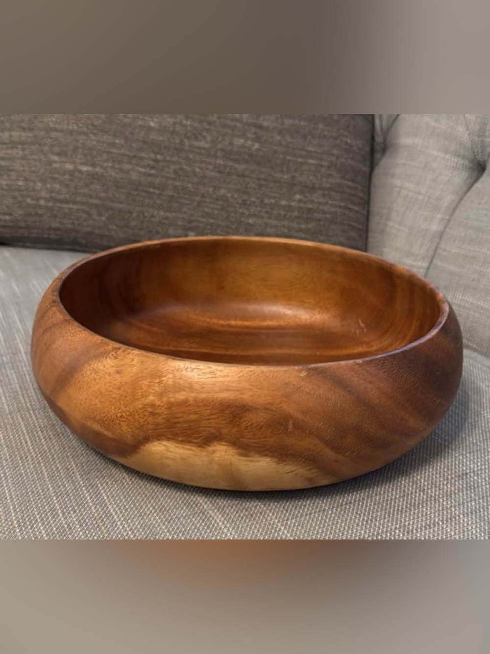 Hand-Turned Wooden Serving Bowl - Warm Brown